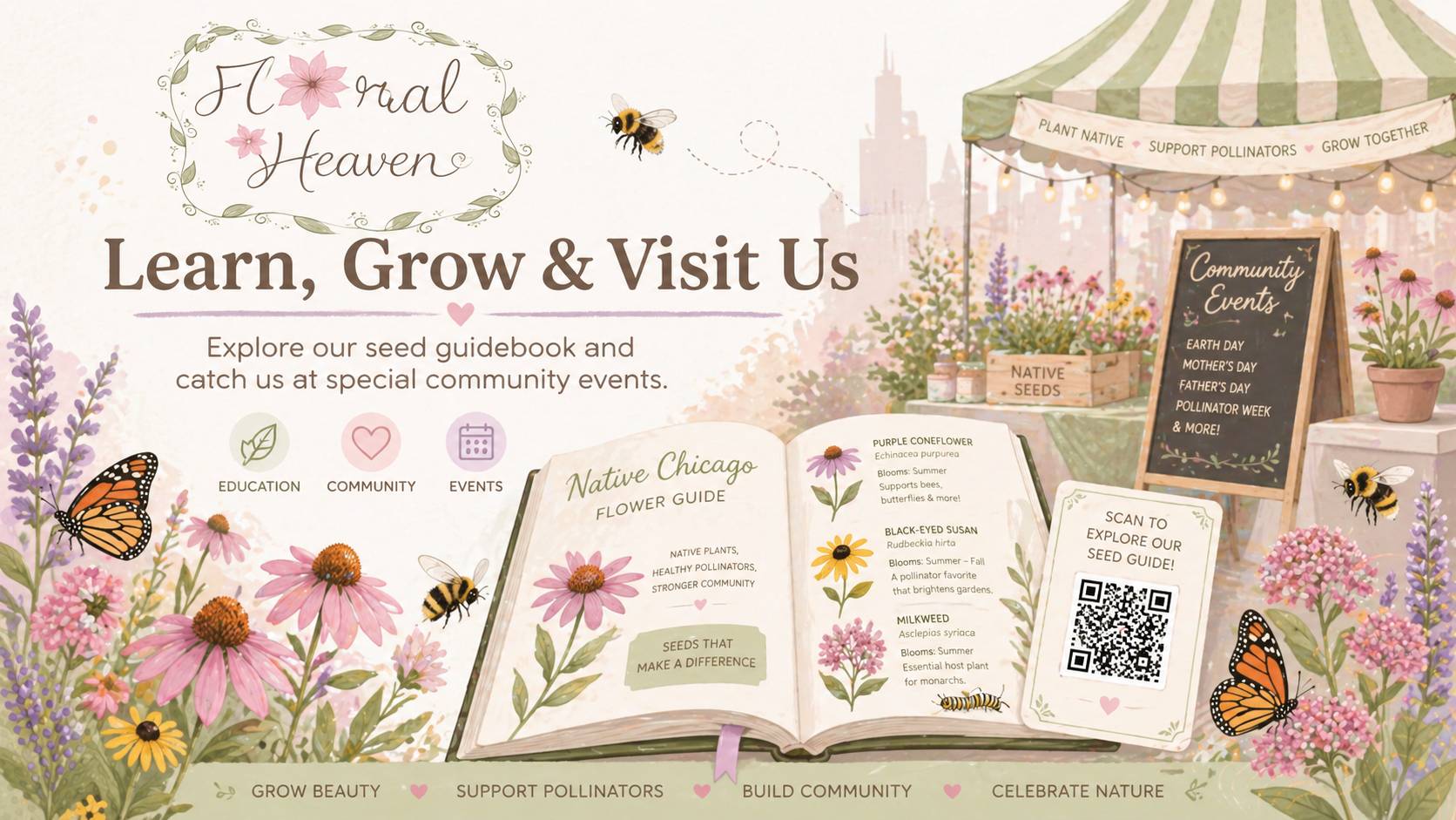 Guidebook image placeholder with native Chicago flowers